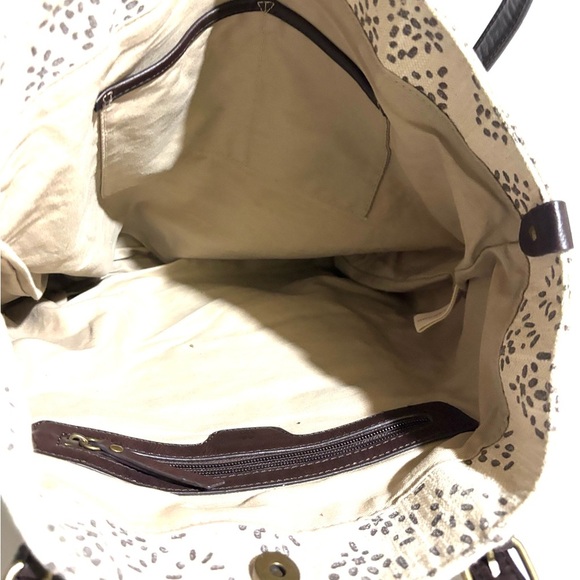 Lucky brand Brown and Cream Patterned canvas Tote Bag - Picture 6 of 8